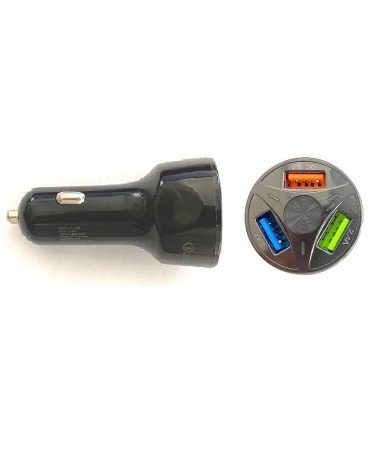 Adaptador de Carga para el Coche Negro 7A con 3 puertos USB
