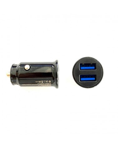 Adaptador de Carga para el Coche Negro 2 4A con 2 puertos USB